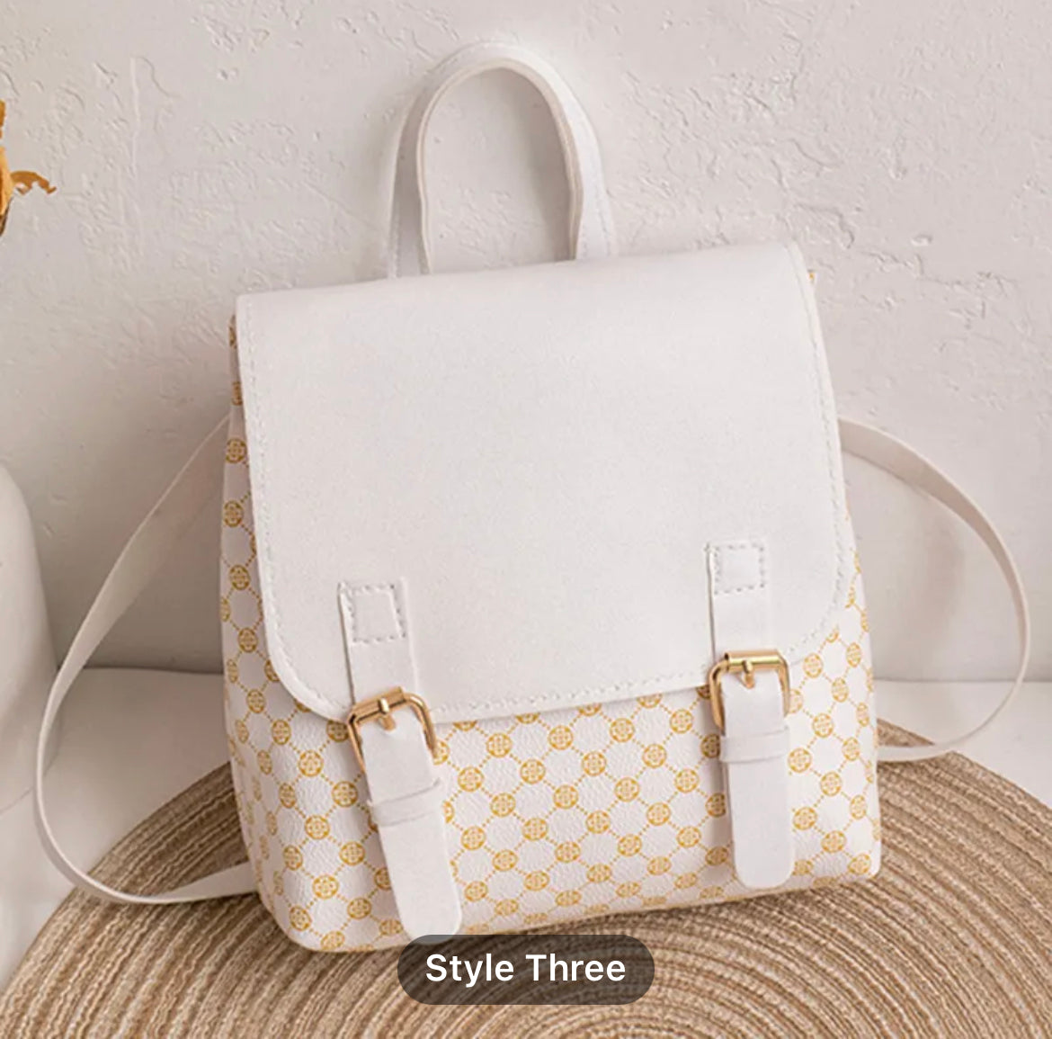 Geometric Pattern Drawstring Bag
