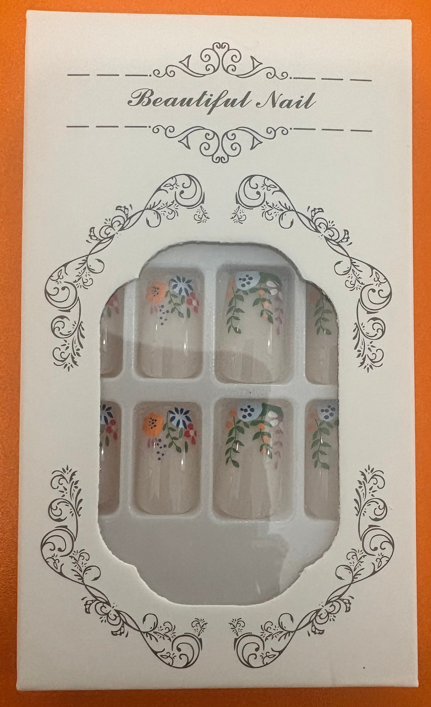 White Floral Short Square Nails