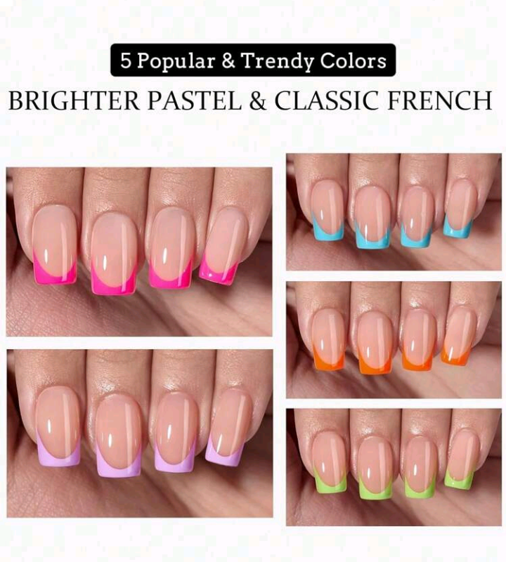 150 PCs short square French Style Gel false nails
