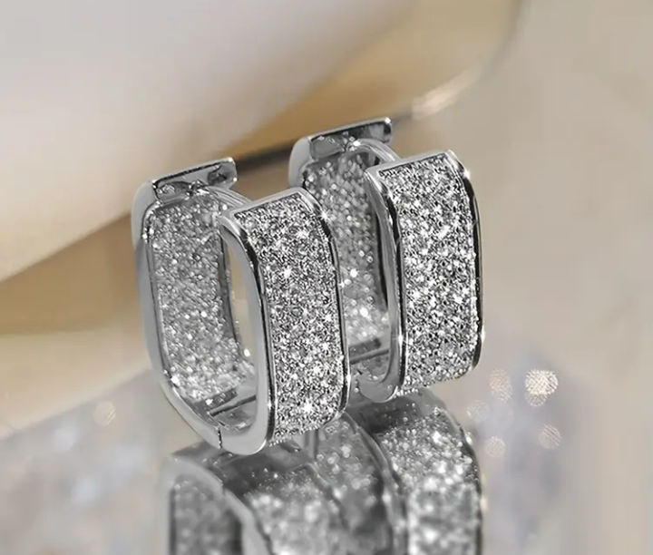 Trendy Synthetic Zircon 1pair Square Hoop Earrings - Decor For Men Daily Wear