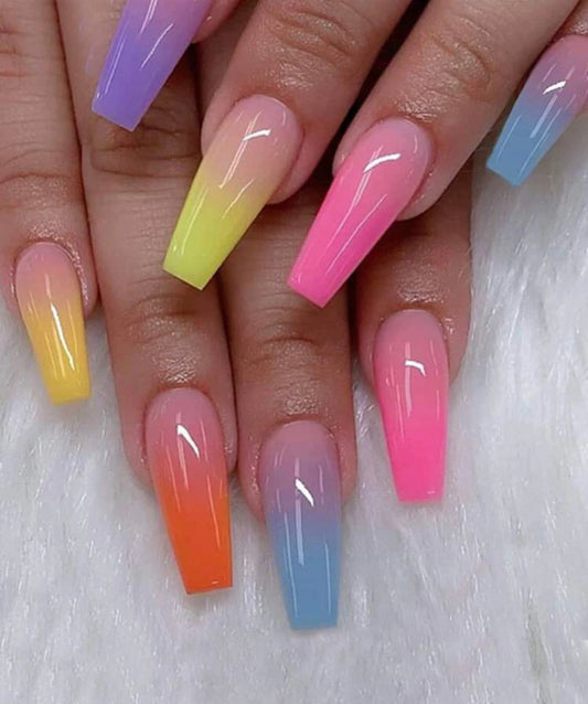 Long Colorful Press On Nails