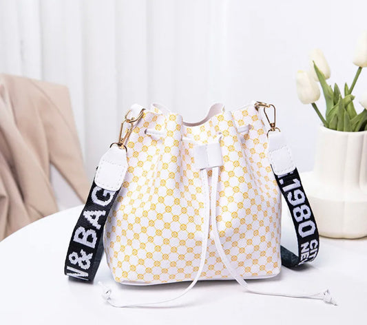 Geometric Pattern Drawstring Bag