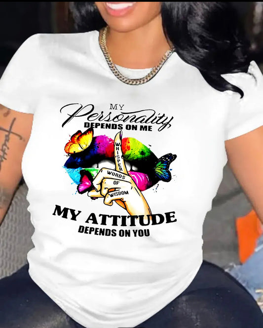 Butterfly & Lips Graphic Tee Shirt