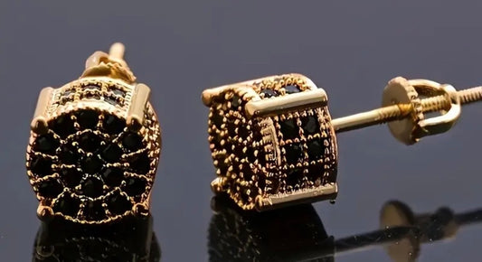 Men Stylish Luxury Black Stud Earrings