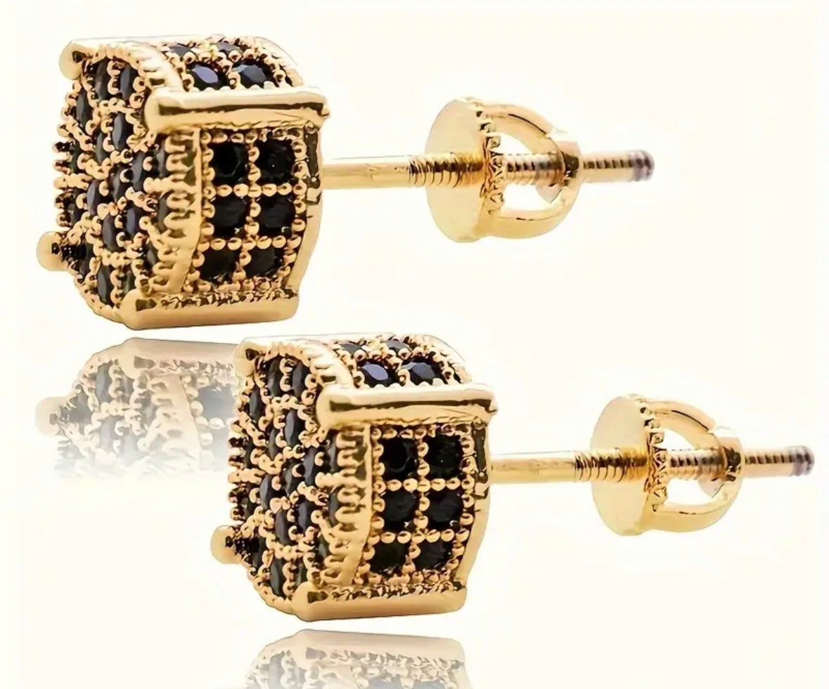 Men Stylish Luxury Black Stud Earrings