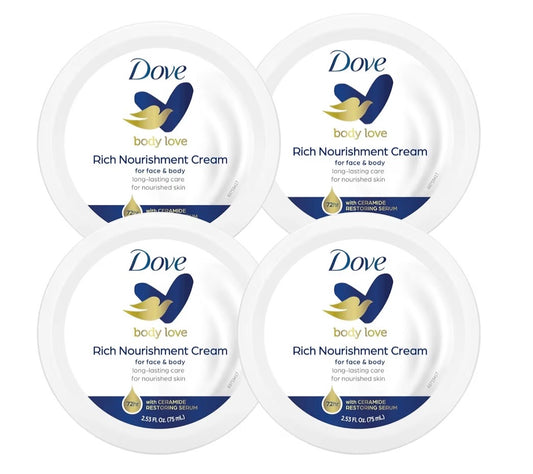Dove Nourishing Body Care, Face, Hand and Body 48-hour, 4-pack