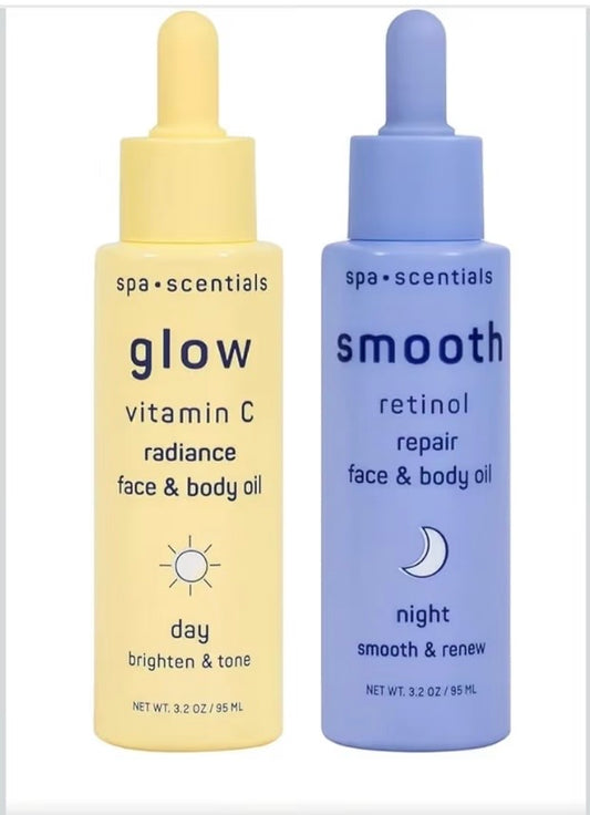 Glow & Smooth Face & Body Oil Set/ Vitamin C & Retinol Duo