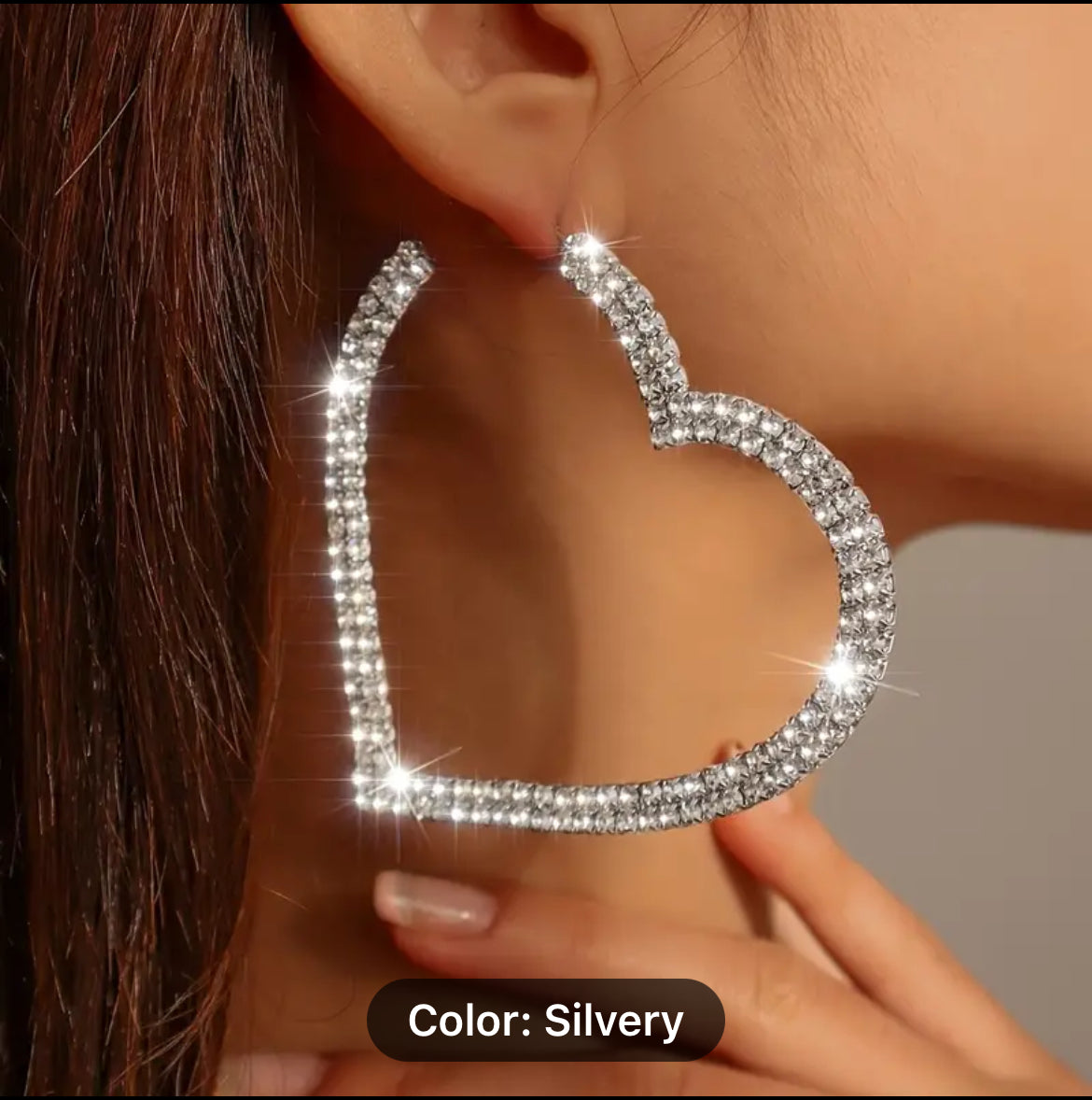 Big Heart Rhinestone Hoop Earrings