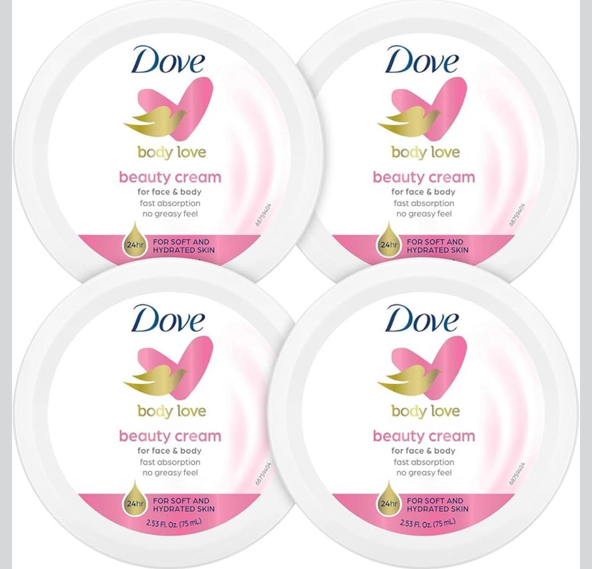 Dove Lotion, Beauty Cream-Ligh, Fast-Absorbing Face and Body Cream for Normal to Dry Skin , 24-hour Moisture, Luxuriously Scented Face Cream 4pack