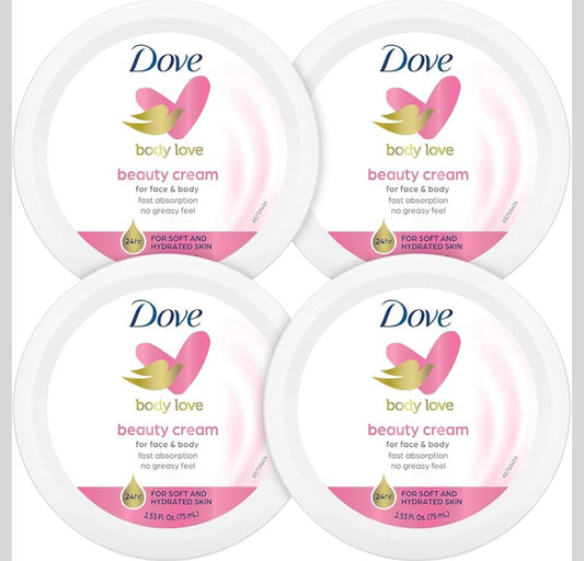 Dove Lotion, Beauty Cream-Ligh, Fast-Absorbing Face and Body Cream for Normal to Dry Skin , 24-hour Moisture, Luxuriously Scented Face Cream 4pack