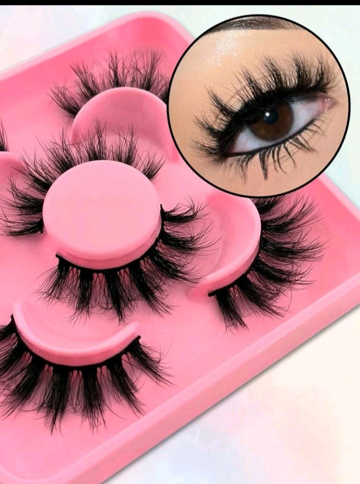 3 pair full false lashes 18mm Cat Eye