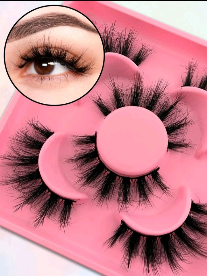 3 pair full false lashes 18mm Cat Eye
