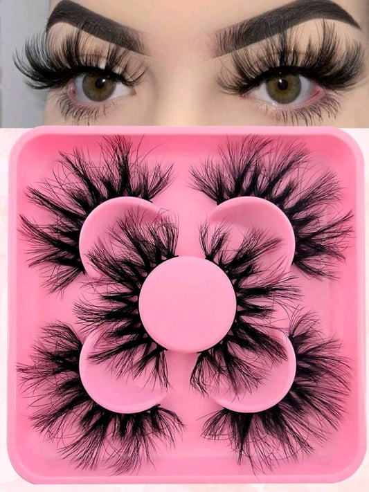 3 pairs fluffy Volumized Eyelashes, Dramatic Look