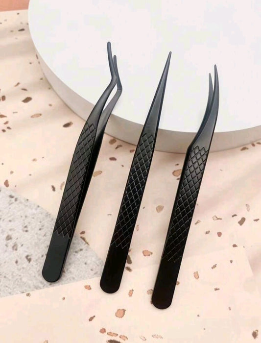 3pcs black eyelash curler tweezers