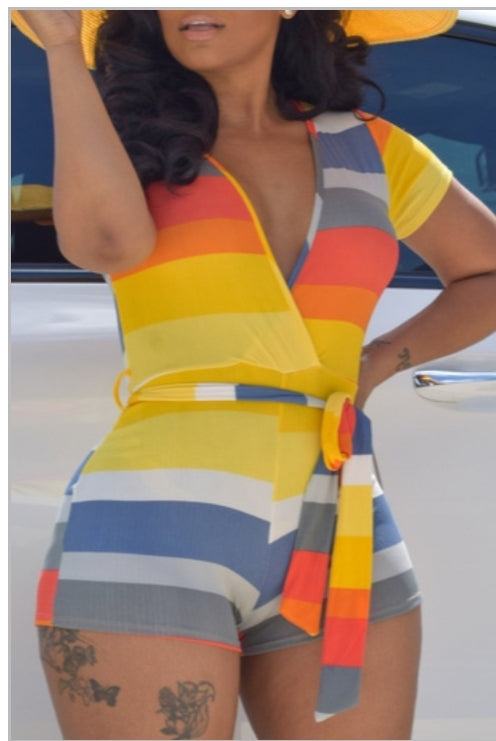 Striped Shorts Romper