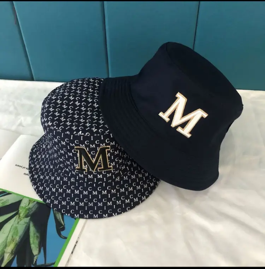 1pcs Design Lightweight Bucket Hat with Embroidered Letters "M" - Stylish Sun Protection, Breathable Polyester, Perfect Fit for Summer Outdoor Activities, Hand-Wash Only, Sun Hat