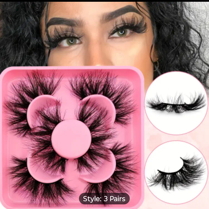 3 Pairs of Luxurious Cat Eye False Eyelashes Set - Soft, Fluffy, and Thick Faux Mink Lashes with Mixed Lengths (13-15mm, 16-18mm, 19-21mm) and Multi-Curl Options (C & D Curl) for a Dramatic Look, Reusable, Easy-to-Apply, and Beginner-Friendly with a Natur