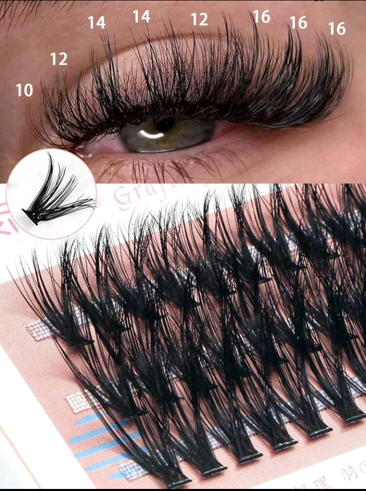 60 Pcs Cluster Lashes Faux Mink Eyelashes 40D 0.07C Curling Volume Lash 12-14-16mm Natural Look 3D Fake Eyelashes Individual DIY Eyelashes Extension