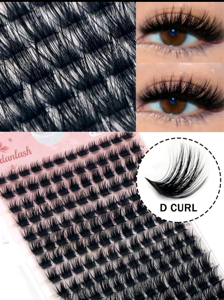 Lash Clusters Eyelash Extensions Clusters Natural Individual Lashes D Curl 168 PCS False Eyelash 9-16MM Clusters Volume Individual Lashes Cluster at Home Use