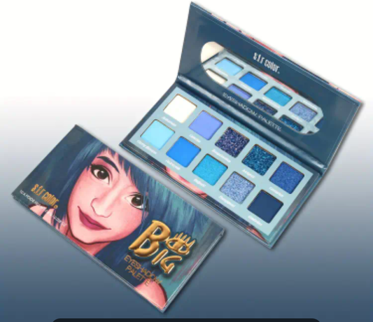 Waterproof Long-Lasting 10-Color Eyeshadow Palette - Matte Shimmer Glitter Finish with Mirror - Essential for Goddess Look, Blue Tone