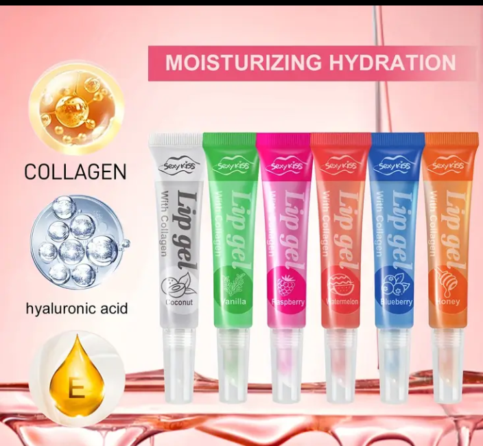 1pcs Collagen Lip Oil for Dry Lips, Long-Lasting Moisture & Shine, Hyaluronic Acid Infused