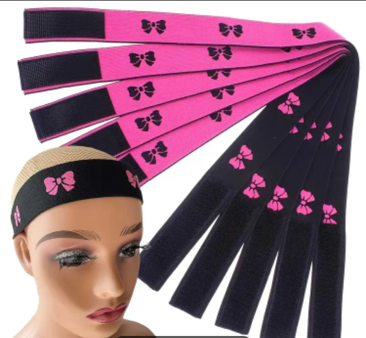 [1-Pack Elastic Wig Edge Bands] 1-Pack Wig Edge Elastic Bands with Adjustable Hooks, Wrap-Around Wig Bands for Lace Melting & Securing Edges, Unisex-Adult Reusable Wig Fixing Straps