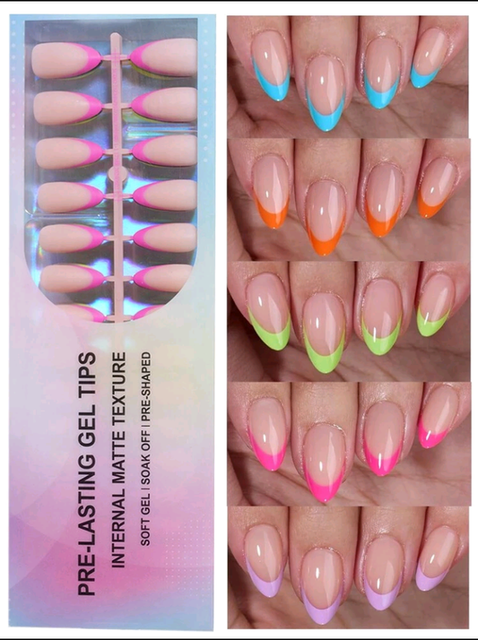 150pcs Medium Almond French Style false nails