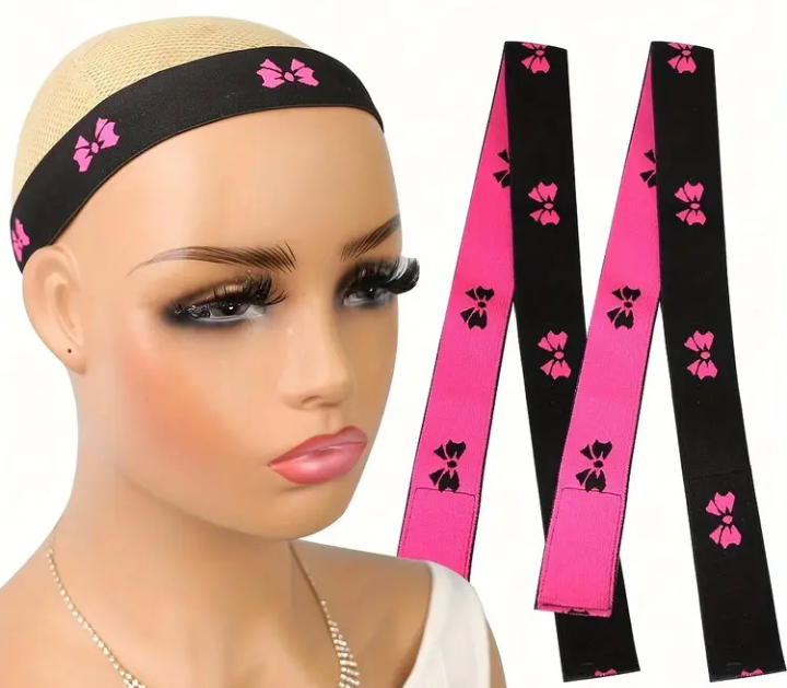 [1-Pack Elastic Wig Edge Bands] 1-Pack Wig Edge Elastic Bands with Adjustable Hooks, Wrap-Around Wig Bands for Lace Melting & Securing Edges, Unisex-Adult Reusable Wig Fixing Straps
