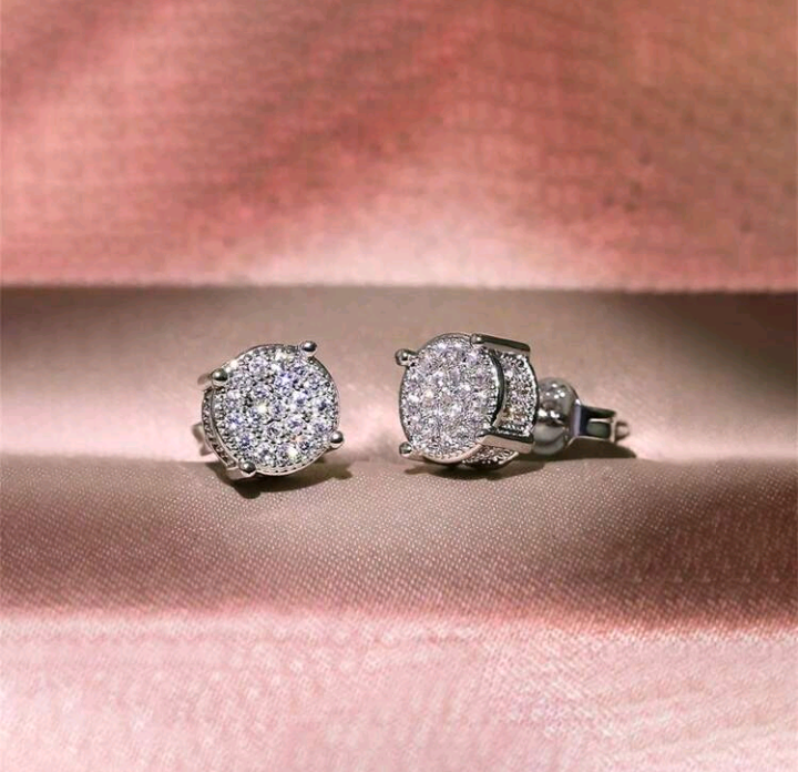 1 Pair Gorgeous Cubic Zirconia Stud Earrings For Women For Wedding Engagement Anniversary Party Jewelry Valentine's Day Gift