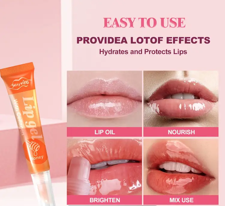 1pcs Collagen Lip Oil for Dry Lips, Long-Lasting Moisture & Shine, Hyaluronic Acid Infused