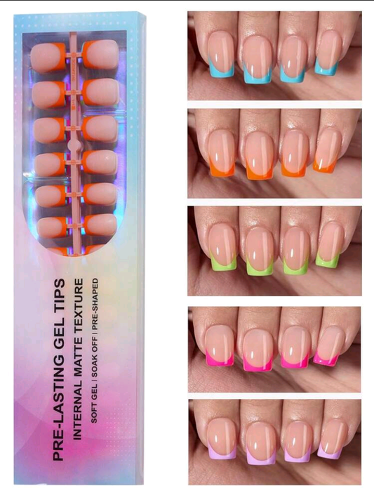 150 PCs short square French Style Gel false nails